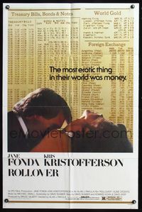 5e602 ROLLOVER 1sh '81 great close up of sexy Jane Fonda & Kris Kristofferson in tux!