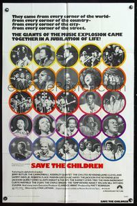 5e624 SAVE THE CHILDREN 1sh '73 Jackson 5, Roberta Flack, Marvin Gaye, plus other greats!