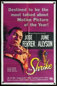 5e663 SHRIKE style A 1sh '55 June Allyson drives star/director Jose Ferrer to commit suicide!