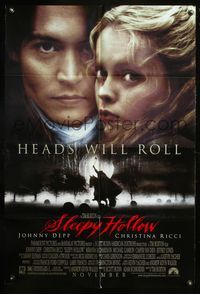 5e693 SLEEPY HOLLOW DS Adv 1sh '99 Burton directed, Johnny Depp & Christina Ricci, heads will roll!