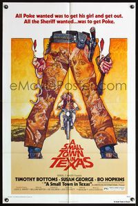 5e704 SMALL TOWN IN TEXAS 1sh '76 cool art of Timothy Bottoms & Susan George by Drew Struzan!