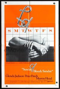5e757 SUNDAY BLOODY SUNDAY 1sh '71 directed by John Schlesinger, Glenda Jackson, Peter Finch!