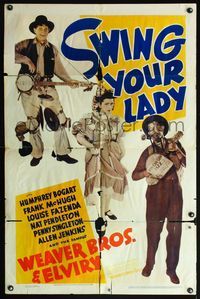 5e768 SWING YOUR LADY special style 1sh '38 directed by Ray Enright, Humphrey Bogart, Frank McHugh!