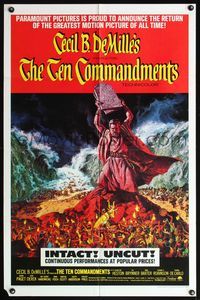 5e789 TEN COMMANDMENTS 1sh R66 Charlton Heston, Yul Brynner, Cecil B. DeMille