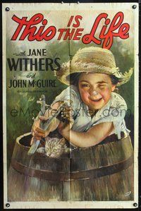 5e827 THIS IS THE LIFE style A 1sh '35 stone litho of runaway Jane Withers disguised as a boy!
