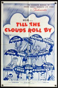 5e851 TILL THE CLOUDS ROLL BY 1sh R62 great art of 13 all-stars with umbrellas by Al Hirschfeld!