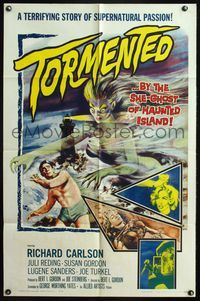 5e889 TORMENTED 1sh '60 great art of the sexy she-ghost of Haunted Island, supernatural passion!