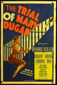 5e900 TRIAL OF MARY DUGAN 1sh '41 Robert Young, artwork of sexy Laraine Day in jail!