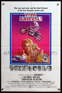 5e944 VIVA KNIEVEL 1sh '77 best artwork of the greatest motorcycle daredevil!