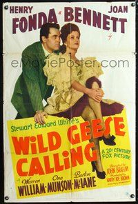 5e983 WILD GEESE CALLING style A 1sh '41 great image of Henry Fonda & sexy Joan Bennett!