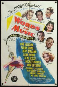 5e990 WORDS & MUSIC 1sh '49 Judy Garland, Lena Horne & musical all-stars, bio of Rodgers & Hart!