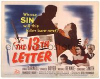 5f069 13th LETTER TC '51 Otto Preminger, Linda Darnell, a strange kind of killer is loose!