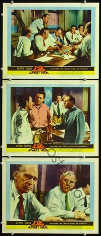 5g320 12 ANGRY MEN 3 LCs '57 Henry Fonda, Sidney Lumet courtroom jury classic!