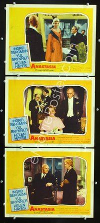5g342 ANASTASIA 3 LCs '56 great images of Ingrid Bergman in the title role & Yul Brynner!