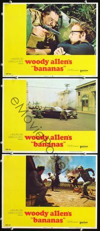 5g363 BANANAS 3 LCs '71 images of wacky Cuban revolutionary Woody Allen!