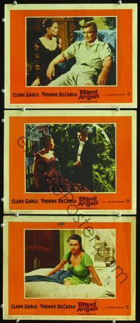 5g364 BAND OF ANGELS 3 LCs '57 Clark Gable buys beautiful slave mistress Yvonne De Carlo!
