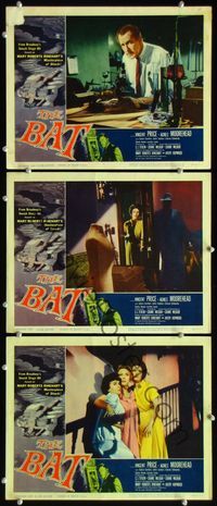 5g371 BAT 3 LCs '59 Vincent Price in laboratory & scared sexy women!