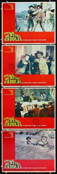 5g034 BLAZING SADDLES 4 LCs '74 classic Mel Brooks western, Cleavon Little, Gene Wilder!