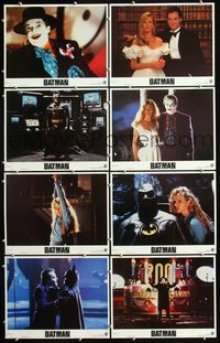 5h040 BATMAN 8 LCs '89 Michael Keaton, Jack Nicholson, Kim Basinger, directed by Tim Burton!