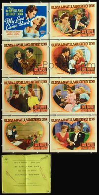 5h405 MY LOVE CAME BACK 8 LCs '40 great romantic close up of Olivia de Havilland & Jeffrey Lynn!