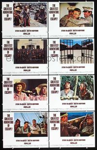 5h434 PAPILLON 8 Columbia LCs '73 Steve McQueen & Dustin Hoffman escape from Devil's Island!