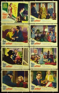 5h442 PITFALL 8 LCs '48 Dick Powell is as strong as steel but Lizabeth Scott will break him!