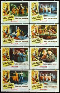 5h553 THREE FOR THE SHOW 8 LCs '54 Betty Grable, Jack Lemmon, Marge & Gower Champion!