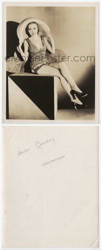 5j027 ANN CORDAY 8x10 still '10s Mack Sennett bathing beauty sitting on box in skimpy outfit!