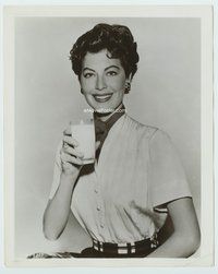 5j042 AVA GARDNER 8x10 still '50s waist-high portrait smiling big & hoilding glass of milk!