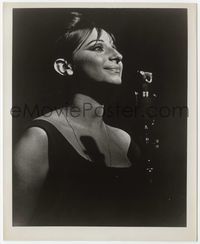 5j051 BARBRA STREISAND 8x10 still '70s close up on stage smiling in front of microphone!