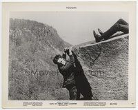 5j131 DAYS OF THRILLS & LAUGHTER 8x10 still '61 close up of Harry Houdini hanging on high ledge!