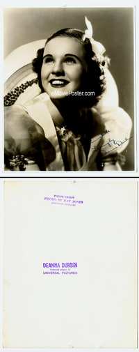 5j006 DEANNA DURBIN signed deluxe 7.5x9.5 still '30s great portrait smiling big by Ray Jones!