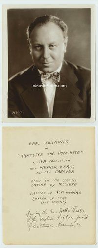 5j157 EMIL JANNINGS 8x10 still '25 close portrait from Herr Tartuff, directed by F.W. Murnau!