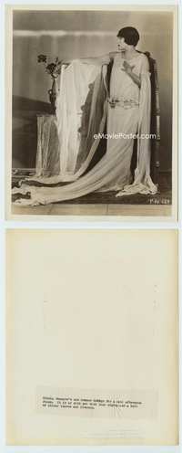5j189 GLORIA SWANSON 8x10 still '20s full-length wearing silk set with a belt of leaves & flowers!