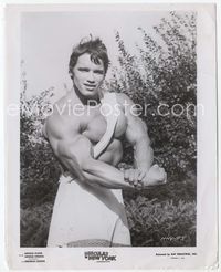 5j268 HERCULES IN NEW YORK 8x10 still '70 great close up of young Arnold Schwarzenegger flexing!
