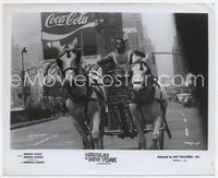5j265 HERCULES IN NEW YORK 8x10 still '70 Arnold Schwarzenegger riding chariot in Times Square!
