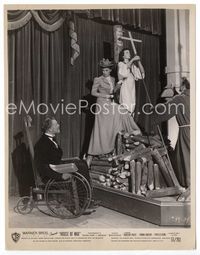 5j273 HOUSE OF WAX 8x10 still '53 3-D, Vincent Price in wheelchair looks at wax Joan of Arc!