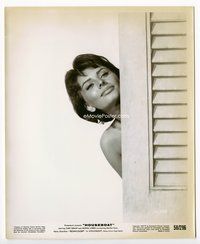 5j275 HOUSEBOAT 8x10 still '58 close up of naked Sophia Loren peeking out from behind door!
