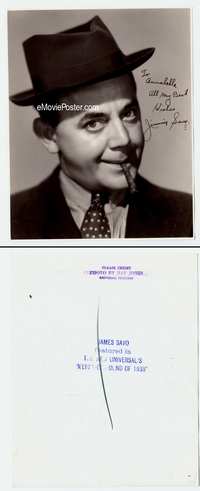 5j011 JIMMY SAVO signed 7.5x9.5 still '38 great close portrait with hat & cigar by Ray Jones!