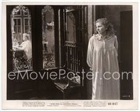 5j349 LETTER FROM AN UNKNOWN WOMAN 8x10 still '48 scared Joan Fontaine in night gown spying!