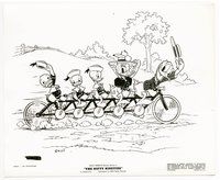 5j423 NIFTY 90s 8x10 still '41 Donald Duck with Daisy, Huey, Dewey & Louie on tandem bike!