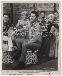5j453 PARADISE - HAWAIIAN STYLE 8x10 still '66 Elvis Presley at luau sitting at table w/5 others!