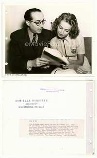 5j471 RAGE OF PARIS candid 8x10 key book still '38 c/u of Darrieux discussing script with director!