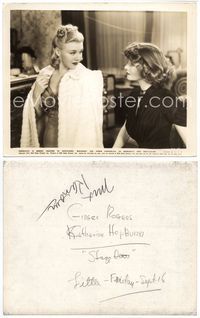 5j567 STAGE DOOR 8x10 still '37 glamorous young sexy Ginger Rogers & pretty Katharine Hepburn!