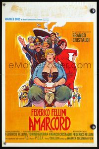 5k470 AMARCORD Belgian '74 Federico Fellini classic comedy, wacky artwork!