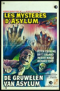5k472 ASYLUM Belgian '72 Peter Cushing, Britt Ekland, Robert Bloch, horror artwork!
