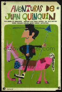 5k177 ADVENTURES OF JUAN QUIN QUIN Cuban '67 really cool art of man on patchwork horse by Bachs!