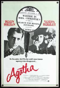 5k456 AGATHA English 1sh '79 close-ups of Dustin Hoffman & Vanessa Redgrave as Christie!