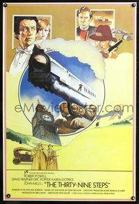 5k455 39 STEPS English 1sh '78 David Warner, Robert Powell, cool train-gun artwork!