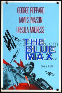 5k401 BLUE MAX English double crown '66 artwork of WWI fighter pilot George Peppard in airplane!